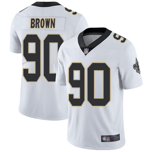 Men New Orleans Saints Limited White Malcom Brown Road Jersey NFL Football #90 Vapor Untouchable Jersey->nfl t-shirts->Sports Accessory